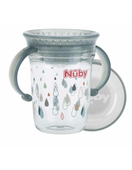 BN-NV0414019GREY,Nuby - Cana cu manere, 360°, Din materialul ecologic tritan, Rezistenta, 240 ml, 6 luni+, Gri