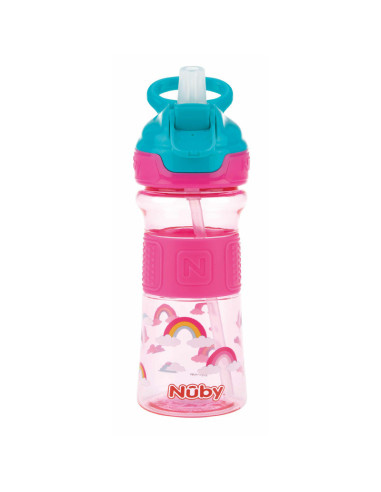 BN-NV0414021PINK,Nuby - Cana sport cu pai moale si pliabil, Din materialul ecologic tritan, Rezistenta, 360 ml, 3+ ani, Roz