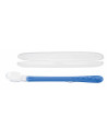 BN-ID5556BLUE,Nuby - Lingura din silicon pentru bebelusi, Carcasa pentru depozitare, Lungime maner 13 cm, 6+ luni, Albastru