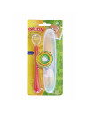 BN-ID5556BLUE,Nuby - Lingura din silicon pentru bebelusi, Carcasa pentru depozitare, Lungime maner 13 cm, 6+ luni, Albastru