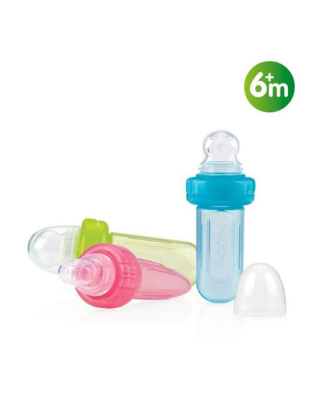 BN-ID5577y,Nuby - Dispozitiv de hranire, Pentru alimente lichide sau semi-solide, Silicon, Fara BPA, 6+ luni, Verde