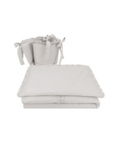 BN-6426972022934,MimiNu - Set lenjerie patut cu 6 piese, Cu volanase, Cu pilota si perna, Cu doua aparatori laterale, Din bumbac 2