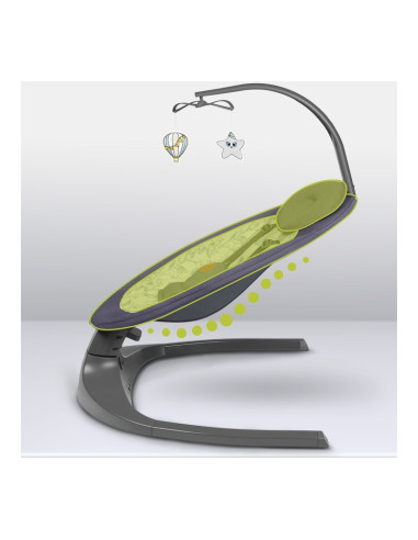 BN-LO-RALF_GREY_GRAPHITE,Lionelo - Balansoar si sezlong copii, Ralf, 2 in 1, Electric, Cu telecomanda si cablu USB, Cu miscare l