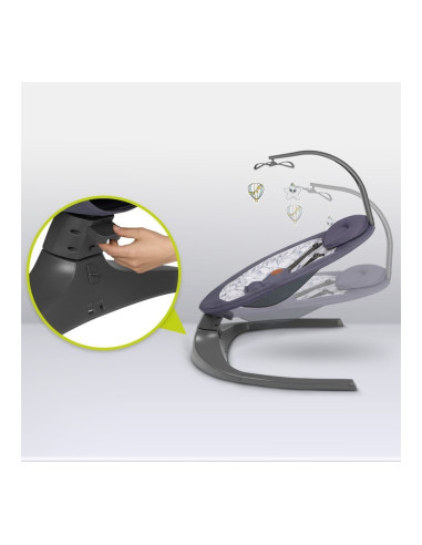 BN-LO-RALF_GREY_GRAPHITE,Lionelo - Balansoar si sezlong copii, Ralf, 2 in 1, Electric, Cu telecomanda si cablu USB, Cu miscare l