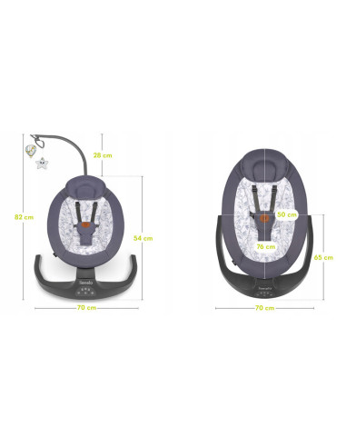 BN-LO-RALF_GREY_GRAPHITE,Lionelo - Balansoar si sezlong copii, Ralf, 2 in 1, Electric, Cu telecomanda si cablu USB, Cu miscare l