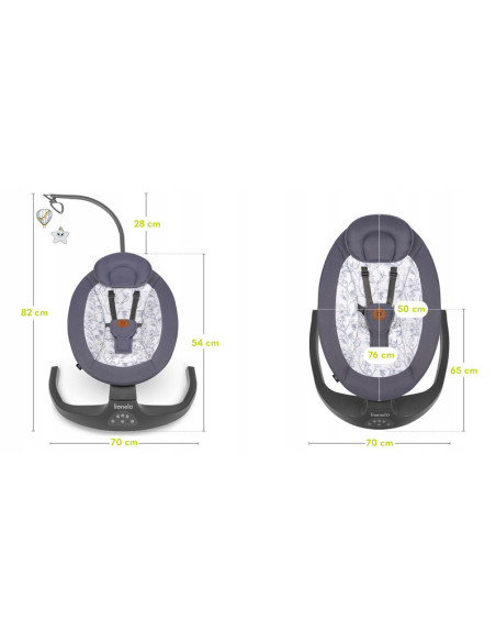 BN-LO-RALF_GREY_GRAPHITE,Lionelo - Balansoar si sezlong copii, Ralf, 2 in 1, Electric, Cu telecomanda si cablu USB, Cu miscare l