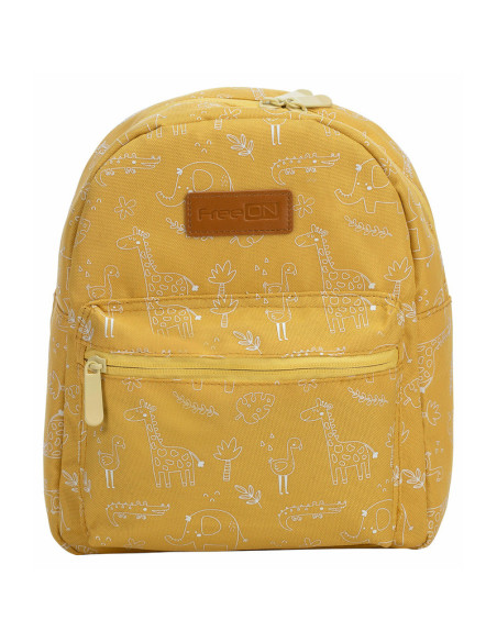 BN-49027,Rucsac pentru copii, Small animals, Cu doua compartimente, Cu bretele reglabile, Dimensiune 21 x 9 x 27 cm, FreeON, Yel