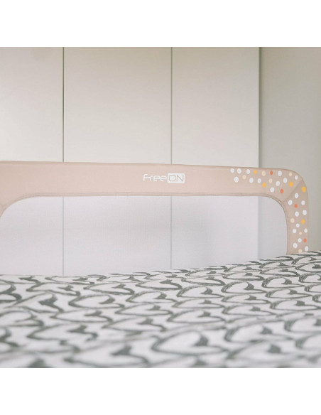 BN-48464,Bariera de protectie pentru pat bebe, Rabatabila, Instalare usoara, Dimensiune 135 x 57 cm, FreeON, Little Dots, Beige BN-48464,Bariera de protectie pentru pat bebe, Rabatabila, Instalare usoara, Dimensiune 135 x 57 cm, FreeON, Little Dots, Beige