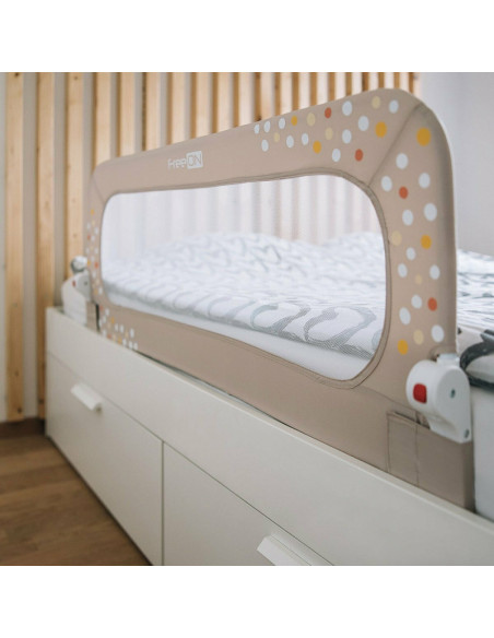BN-48464,Bariera de protectie pentru pat bebe, Rabatabila, Instalare usoara, Dimensiune 135 x 57 cm, FreeON, Little Dots, Beige BN-48464,Bariera de protectie pentru pat bebe, Rabatabila, Instalare usoara, Dimensiune 135 x 57 cm, FreeON, Little Dots, Beige