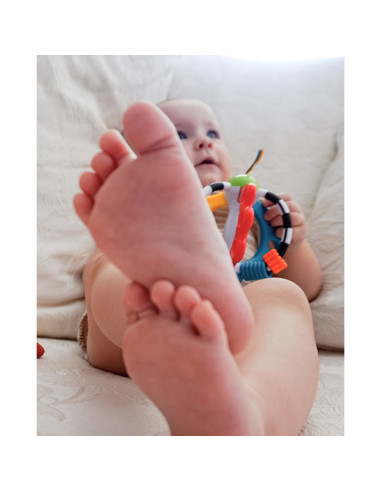 BN-64179,Minge cu activitati pentru bebelusi, Cu diferite texturi si suprafete, 11.5 cm, Explore-a-Ball, Playgro