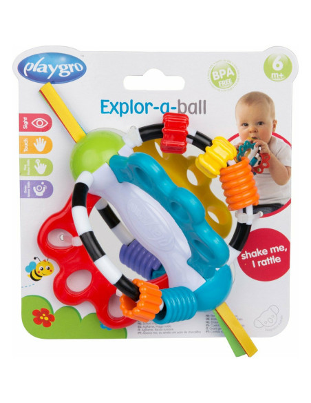 BN-64179,Minge cu activitati pentru bebelusi, Cu diferite texturi si suprafete, 11.5 cm, Explore-a-Ball, Playgro