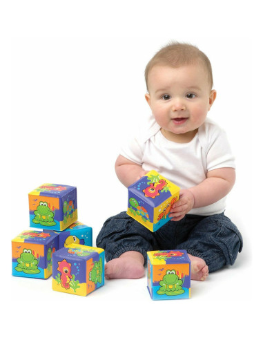 BN-969555,Set 6 cuburi noi pentru baie, Cu litere si cifre, Dimesiune 7.5 cm fiecare cub, Splash and Learn Soft blocks for bath,