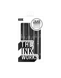 130-036,Markere negre The Ink Works - Set de 5 dimensiuni diferite