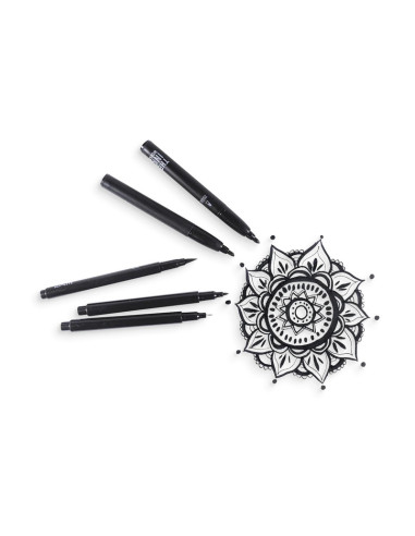 130-036,Markere negre The Ink Works - Set de 5 dimensiuni diferite