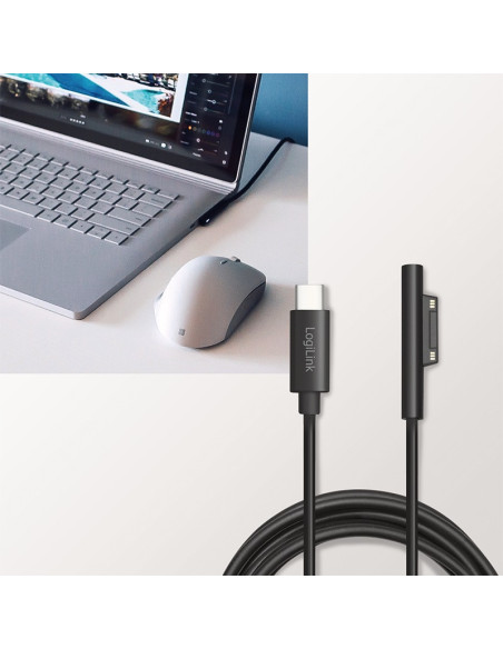 PA0224,CABLU alimentare LOGILINK, pt. Microsoft Surface, USB Type-C (T) la Surface conector, 1.8m, black, "PA0224"