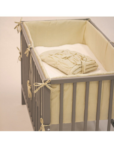 BN-355114,Petite&Mars - Aparatoare patut 120x60 cm, Tilly Max, Cu panglici, Din bumbac, Lungime 360 cm, Inaltime 36 cm, Acopera 