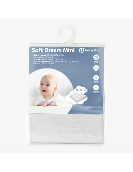 BN-314401,Petite&Mars - Cearceaf elastic impermeabil, Pentru patut co-sleeper, Din bumbac, 84x50 cm, 0 luni+, Alb BN-314401,Petite&Mars - Cearceaf elastic impermeabil, Pentru patut co-sleeper, Din bumbac, 84x50 cm, 0 luni+, Alb