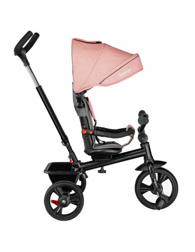 BN-LO-HAARI_BUBBLEGUM,Lionelo - Tricicleta Haari, Suport picioare, Control al directiei, Scaun reversibil, Rotire 360 grade, Pli