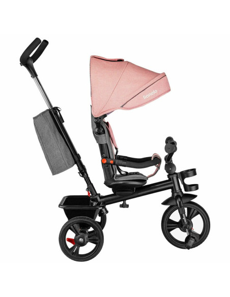 BN-LO-HAARI_BUBBLEGUM,Lionelo - Tricicleta Haari, Suport picioare, Control al directiei, Scaun reversibil, Rotire 360 grade, Pli