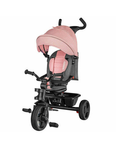 BN-LO-HAARI_BUBBLEGUM,Lionelo - Tricicleta Haari, Suport picioare, Control al directiei, Scaun reversibil, Rotire 360 grade, Pli