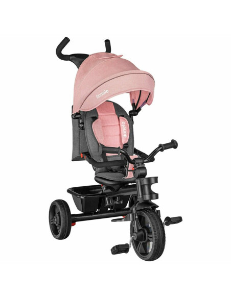 BN-LO-HAARI_BUBBLEGUM,Lionelo - Tricicleta Haari, Suport picioare, Control al directiei, Scaun reversibil, Rotire 360 grade, Pli