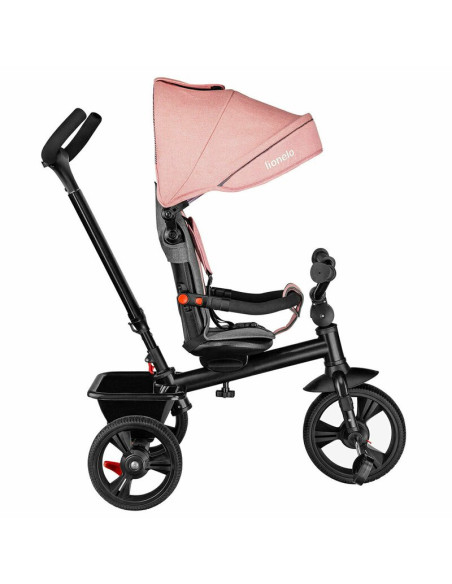 BN-LO-HAARI_BUBBLEGUM,Lionelo - Tricicleta Haari, Suport picioare, Control al directiei, Scaun reversibil, Rotire 360 grade, Pli