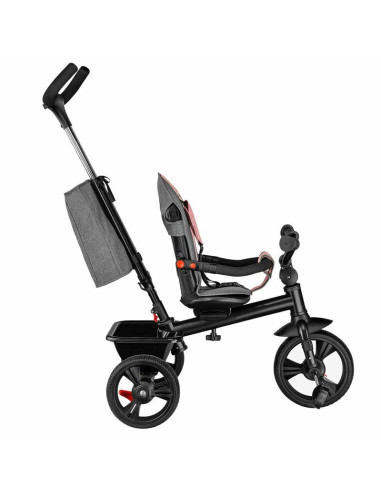 BN-LO-HAARI_BUBBLEGUM,Lionelo - Tricicleta Haari, Suport picioare, Control al directiei, Scaun reversibil, Rotire 360 grade, Pli