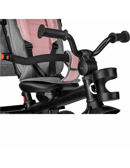 BN-LO-HAARI_BUBBLEGUM,Lionelo - Tricicleta Haari, Suport picioare, Control al directiei, Scaun reversibil, Rotire 360 grade, Pli