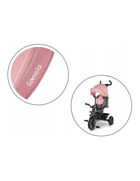 BN-LO-HAARI_BUBBLEGUM,Lionelo - Tricicleta Haari, Suport picioare, Control al directiei, Scaun reversibil, Rotire 360 grade, Pli