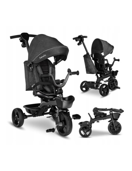 BN-LO-KORI_GREY_STONE,Lionelo - Tricicleta Kori, Cu suport de picioare, Control al directiei, Scaun reversibil, Rotire 360 grade