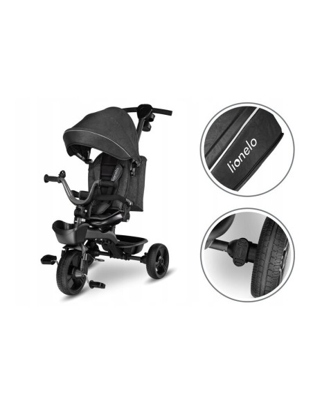 BN-LO-KORI_GREY_STONE,Lionelo - Tricicleta Kori, Cu suport de picioare, Control al directiei, Scaun reversibil, Rotire 360 grade