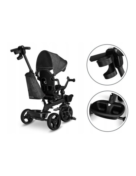 BN-LO-KORI_GREY_STONE,Lionelo - Tricicleta Kori, Cu suport de picioare, Control al directiei, Scaun reversibil, Rotire 360 grade