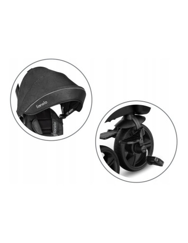 BN-LO-KORI_GREY_STONE,Lionelo - Tricicleta Kori, Cu suport de picioare, Control al directiei, Scaun reversibil, Rotire 360 grade