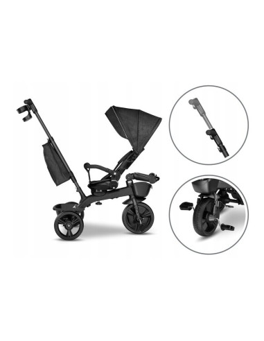 BN-LO-KORI_GREY_STONE,Lionelo - Tricicleta Kori, Cu suport de picioare, Control al directiei, Scaun reversibil, Rotire 360 grade