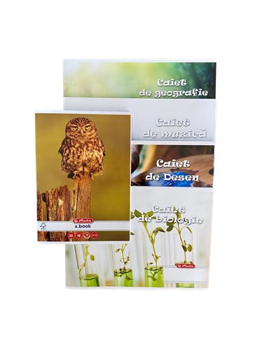 SET-CAIETSPECIAL,Set caiete Herlitz muzica+biologie+geografie+desen+velin, 5 buc/set