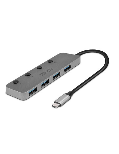 RY-LY-43383,Hub Lindy 4 Port USB 3.2 buton On/Off "LY-43383"