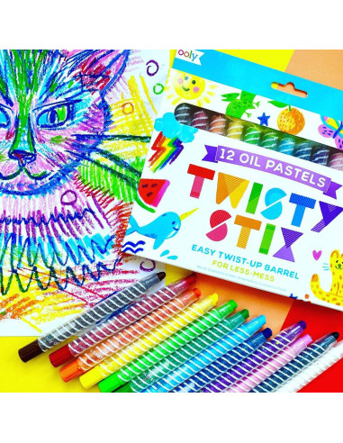 133-095,Creioane pictura cu ulei, Twisty Stix, set 12 culori