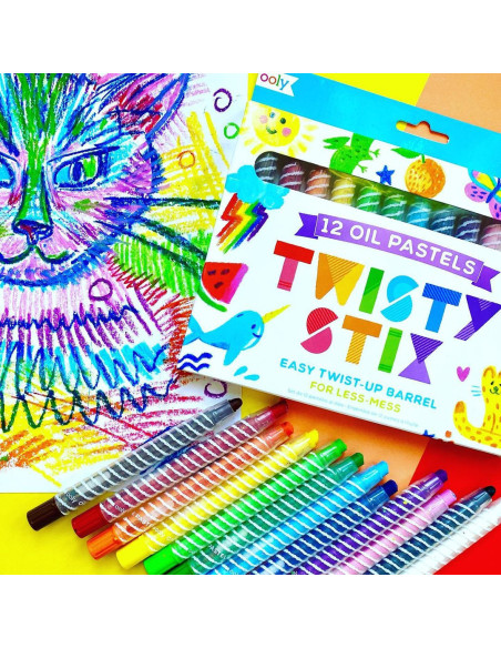133-095,Creioane pictura cu ulei, Twisty Stix, set 12 culori