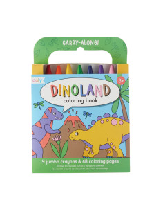 138-019,Set carte de colorat si creioane colorate - portabil, Dinoland