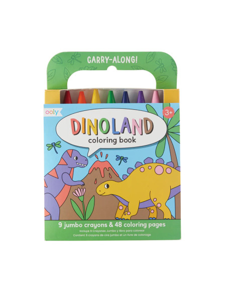 138-019,Set carte de colorat si creioane colorate - portabil, Dinoland