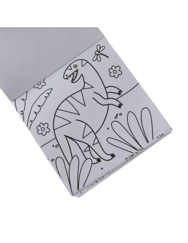 138-019,Set carte de colorat si creioane colorate - portabil, Dinoland