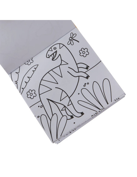 138-019,Set carte de colorat si creioane colorate - portabil, Dinoland