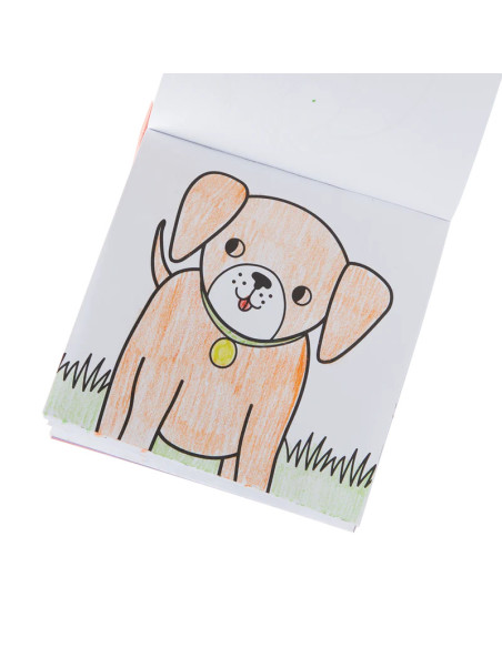 138-021,Set carte de colorat si creioane colorate - portabil, Animale prietenoase