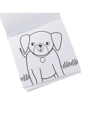 138-021,Set carte de colorat si creioane colorate - portabil, Animale prietenoase