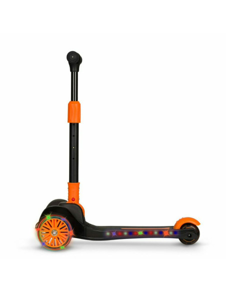 BN-LOE-TIMMY_ORANGE_BLACK,Lionelo - Trotineta Timy, Copii, Pliabila, Pana la 50 Kg, Cu design ergonomic, Cu lumini LED, 26,5 x 6