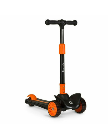 BN-LOE-TIMMY_ORANGE_BLACK,Lionelo - Trotineta Timy, Copii, Pliabila, Pana la 50 Kg, Cu design ergonomic, Cu lumini LED, 26,5 x 6