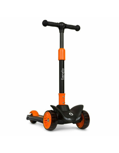 BN-LOE-TIMMY_ORANGE_BLACK,Lionelo - Trotineta Timy, Copii, Pliabila, Pana la 50 Kg, Cu design ergonomic, Cu lumini LED, 26,5 x 6