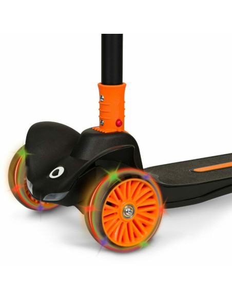 BN-LOE-TIMMY_ORANGE_BLACK,Lionelo - Trotineta Timy, Copii, Pliabila, Pana la 50 Kg, Cu design ergonomic, Cu lumini LED, 26,5 x 6