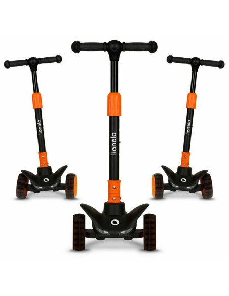 BN-LOE-TIMMY_ORANGE_BLACK,Lionelo - Trotineta Timy, Copii, Pliabila, Pana la 50 Kg, Cu design ergonomic, Cu lumini LED, 26,5 x 6