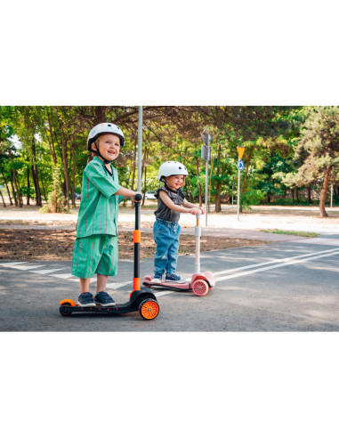 BN-LOE-TIMMY_ORANGE_BLACK,Lionelo - Trotineta Timy, Copii, Pliabila, Pana la 50 Kg, Cu design ergonomic, Cu lumini LED, 26,5 x 6